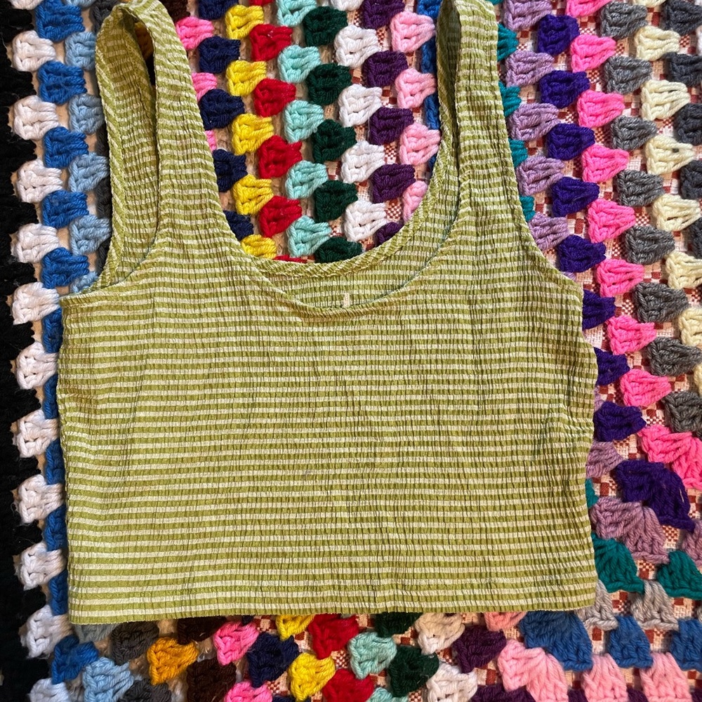 Green gingham crop Top